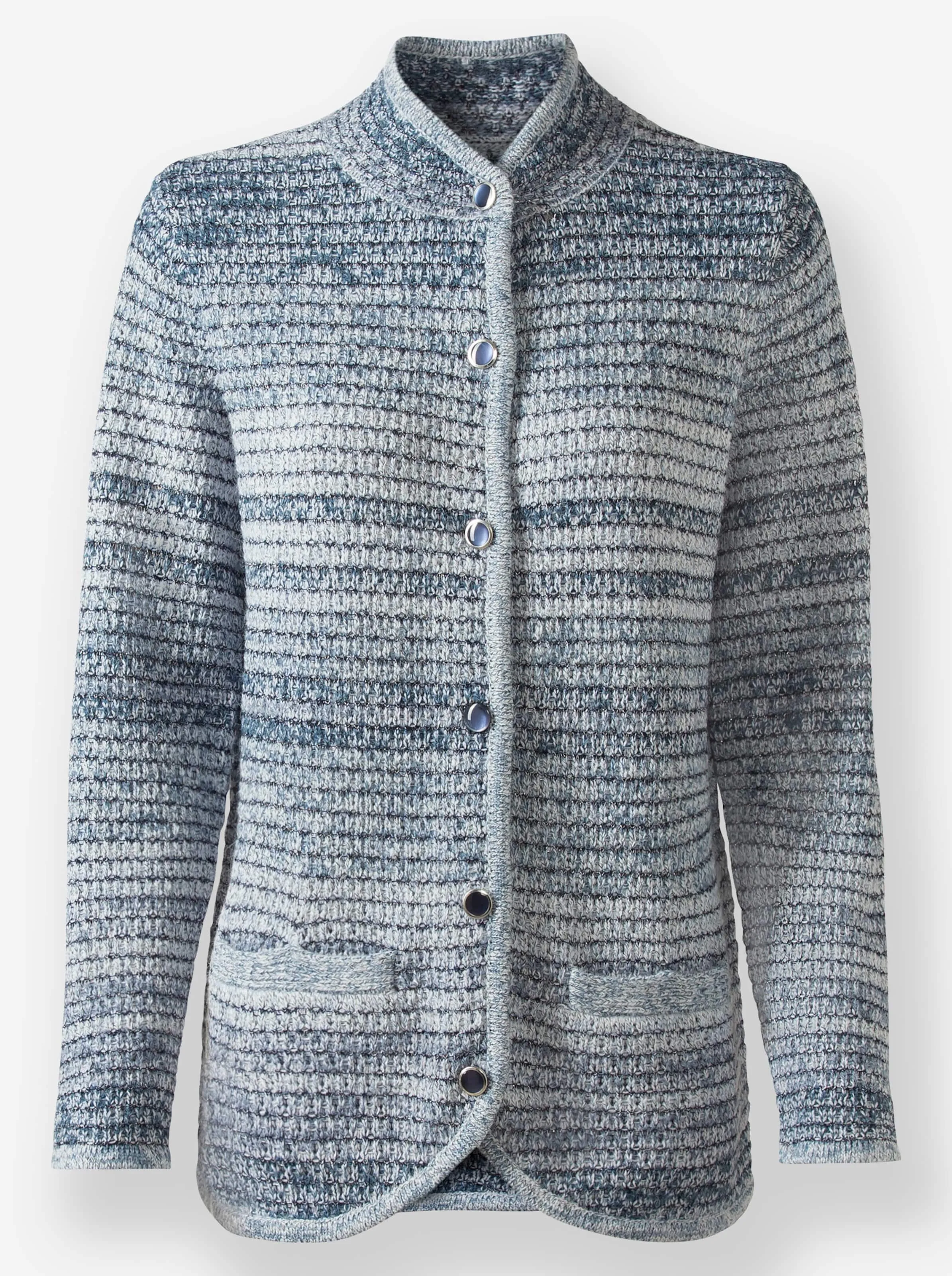 Strickjacke in rauchblau-taubenblau-gemustert
